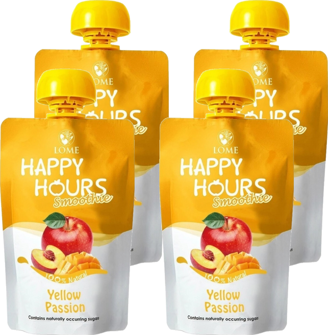 HAPPY HOURS 生機纖果飲 蘋果 + 桃子 + 芒果, 4包, 100g