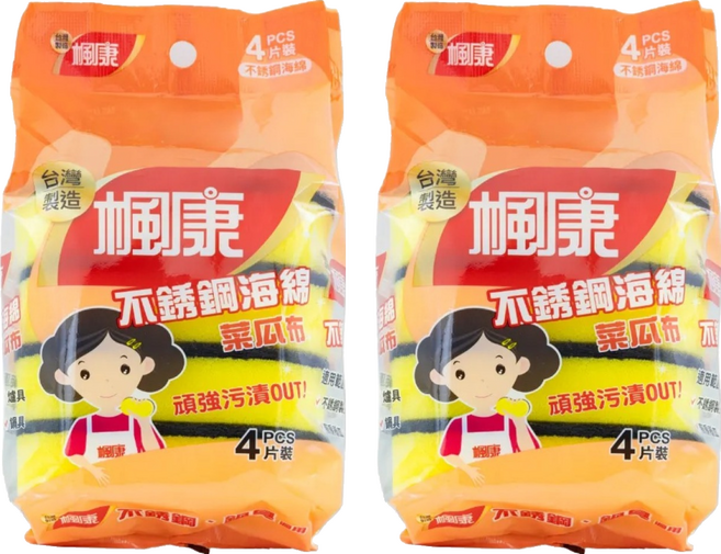 楓康 不銹鋼海綿菜瓜布4片裝, 2個, 4個裝