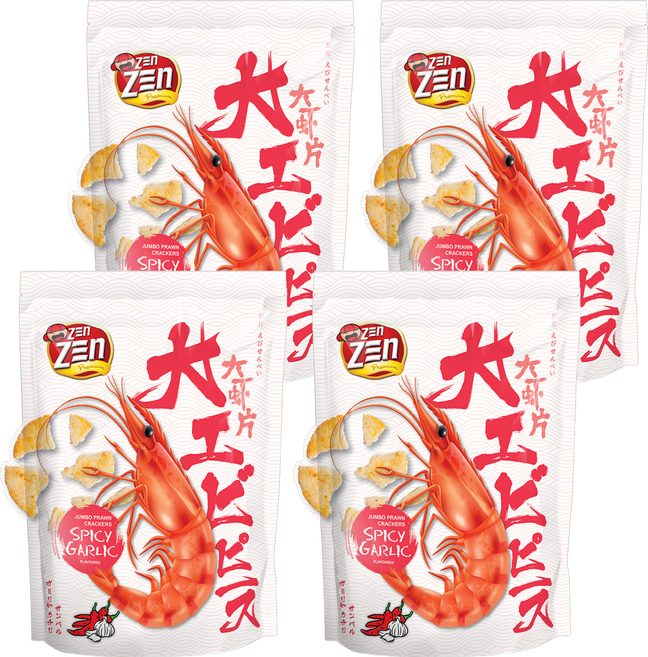 ZEn ZEn 吉珍 大馬讚讚來大蝦片 辣味蒜香, 50g, 4包