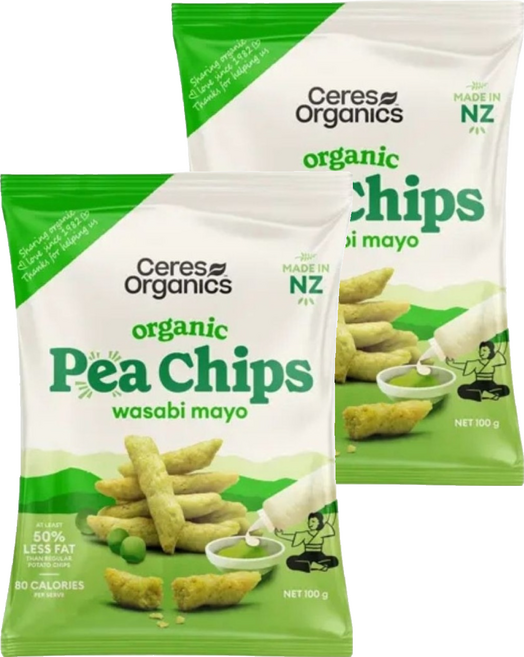 Ceres Organics 喜瑞絲 Peachips 紐西蘭有機青豌豆脆片 芥末, 100g, 2個