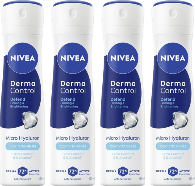 NIVEA 妮維雅 台灣公司貨 玻尿酸養膚撫紋止汗噴霧, 4個, 150ml