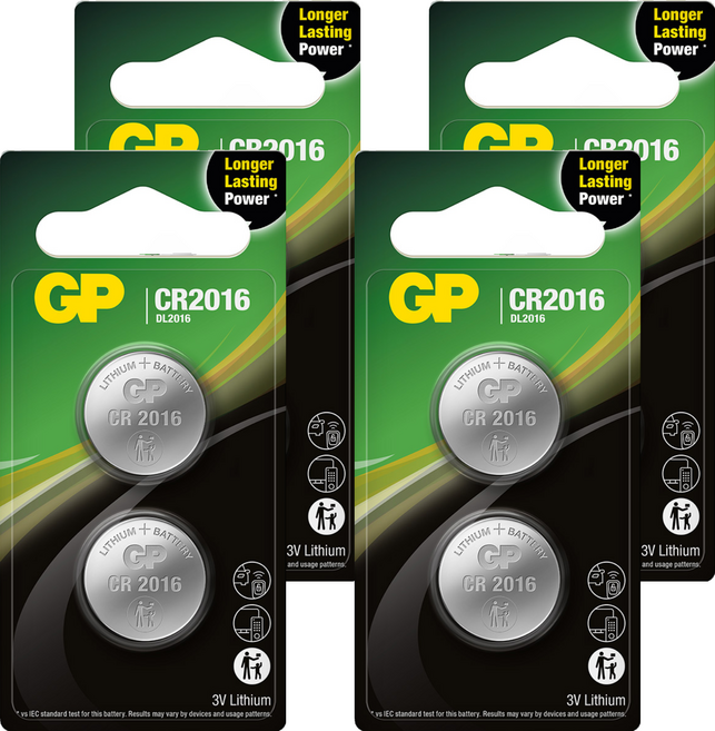 GP Batteries 超霸 鈕型鋰電池 CR2016, 4個, 2個裝