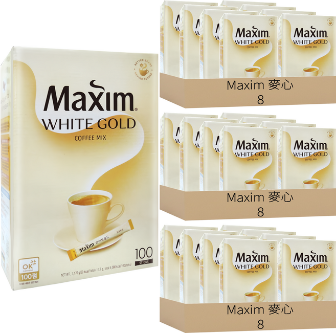 Maxim 麥心 白金經典三合一咖啡, 11.7g, 100條, 24盒