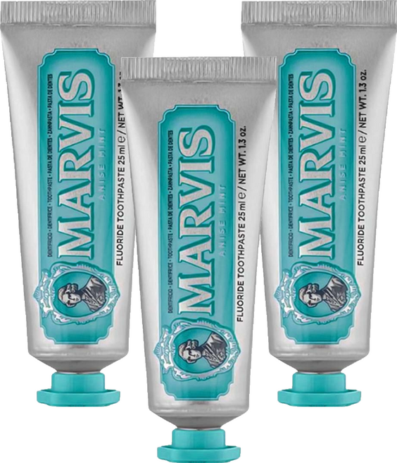 MARVIS 台灣公司貨 義大利精品牙膏 茴香薄荷, 3個, 25ml