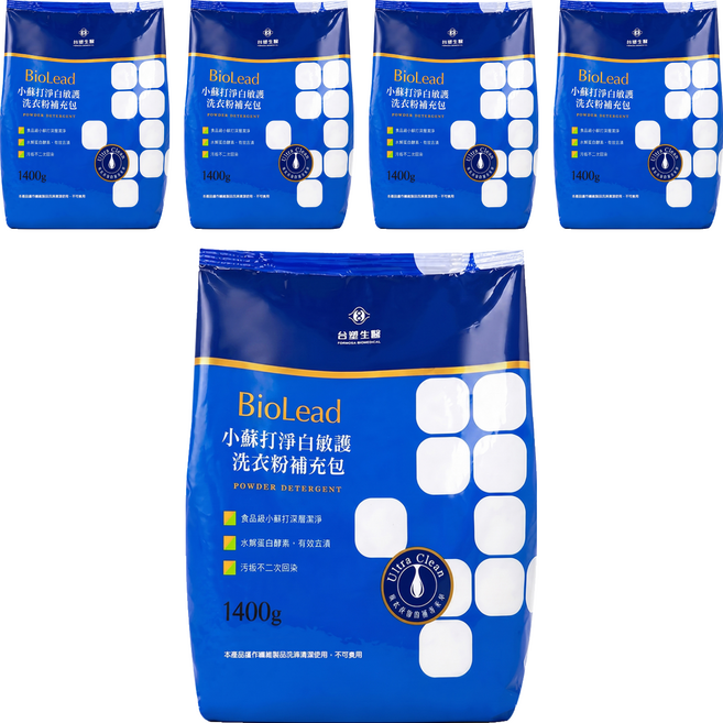 台塑生醫 Biolead小蘇打淨白敏護濃縮粉補充包, 1.4kg, 5個