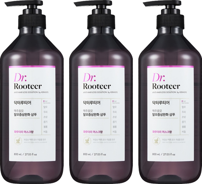 DrRooteer 啤酒酵母髮根強健洗髮精 柔霧麝香調, 3件, 800ml