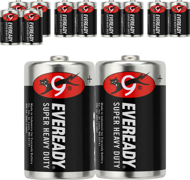 EVEREADY 永備 碳鋅電池 1號, 6套, 2個裝