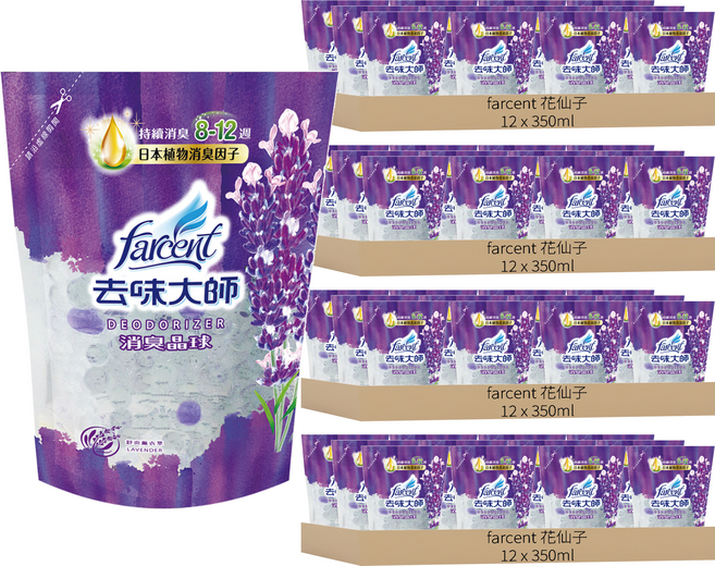 farcent 花仙子 去味大師 消臭晶球 補充包 舒爽薰衣草, 48包, 350ml