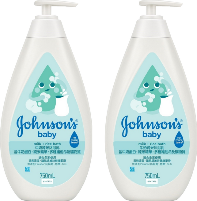 Johnson's 嬌生 嬰兒牛奶純米沐浴乳, 2個, 750ml