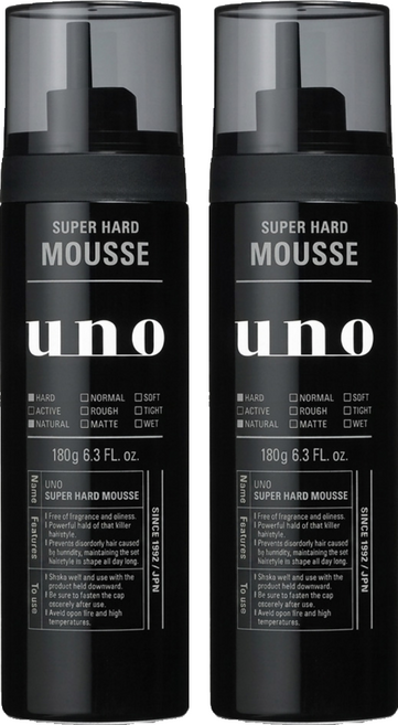 uno 強硬作風定型慕斯, 180g, 2個