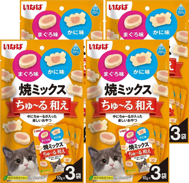 INABA 啾嚕肉泥夾心餅 TSC-182, 鮪魚 + 螃蟹, 30g, 4袋