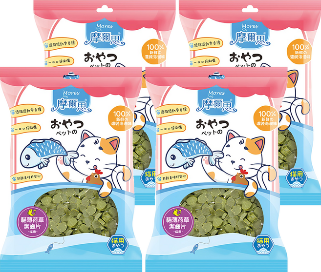 Mores 摩爾思 貓薄荷草潔牙片, 4個, 貓草, 40g