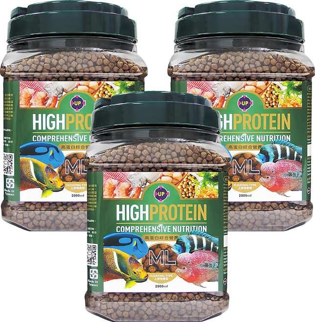 UP AQUA 雅柏 上浮型高蛋白營養飼料, 2L, 3罐