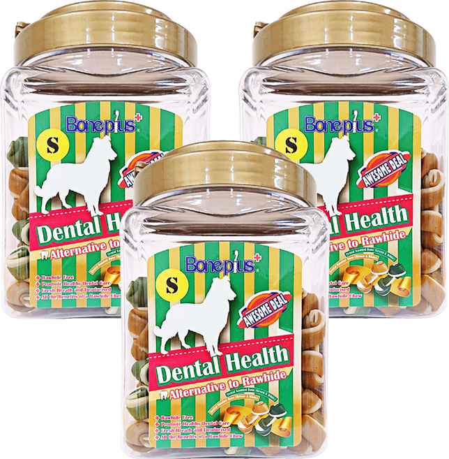 Boneplus 綜合雙色潔牙骨結 S, 牛奶, 700g, 3個