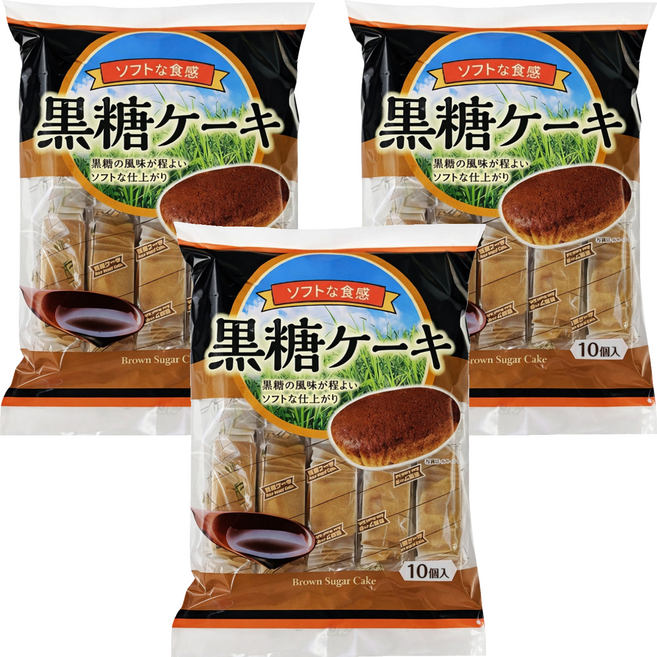 Shiawasedou 幸堂 黑糖蛋糕, 185g, 3袋