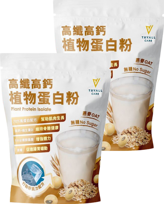 TRYALL Care 高纖高鈣植物蛋白粉 燕麥風味, 1kg, 2個