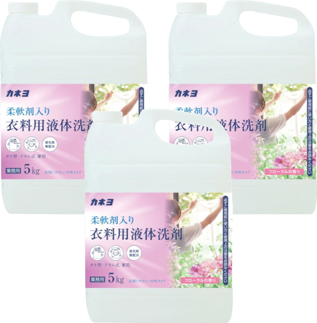 Kaneyo 柔軟配方洗衣精 花香, 5kg, 3個
