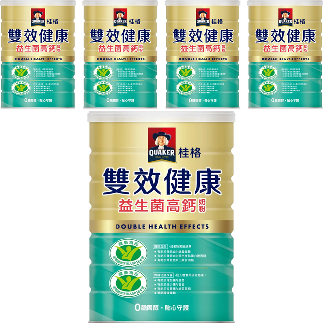 QUAKER 桂格 雙效健康益生菌高鈣奶粉, 750g, 5罐