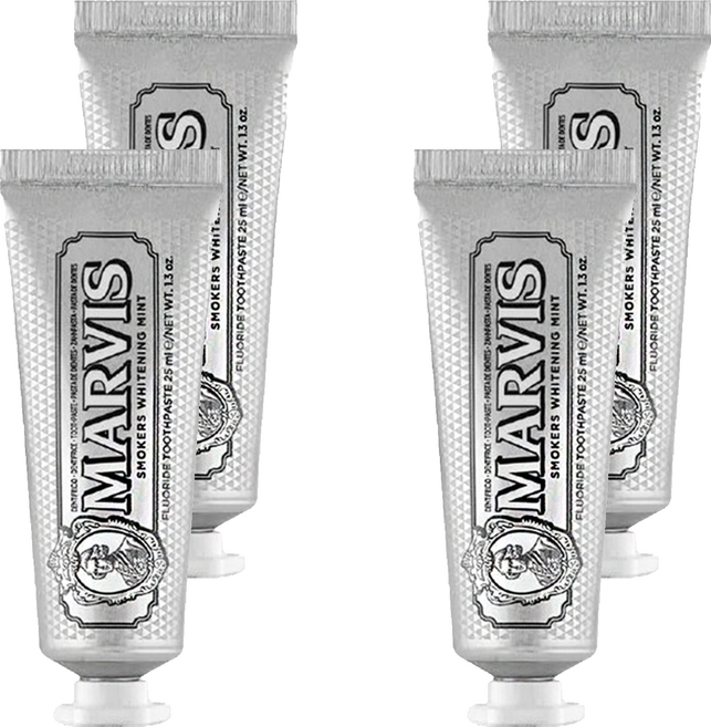 MARVIS 台灣公司貨 義大利精品牙膏 強化亮白薄荷, 4個, 25ml