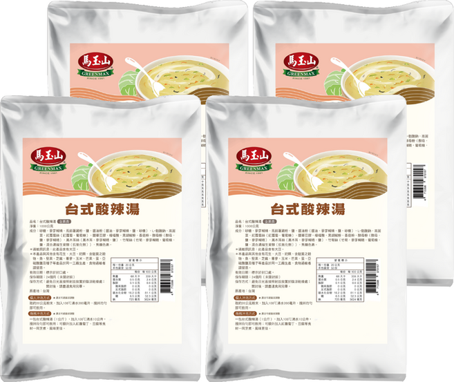 馬玉山 台式酸辣湯, 1kg, 4個