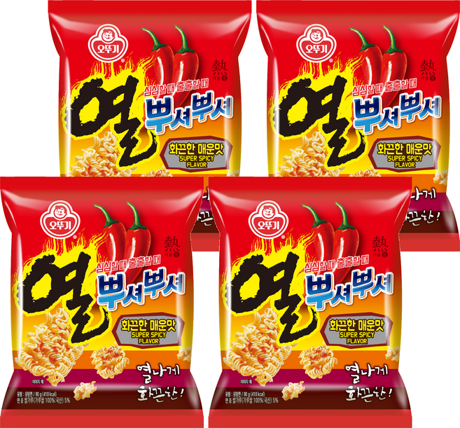 OTOKI 不倒翁 熱辣風味脆麵 2根辣椒, 90g, 4包