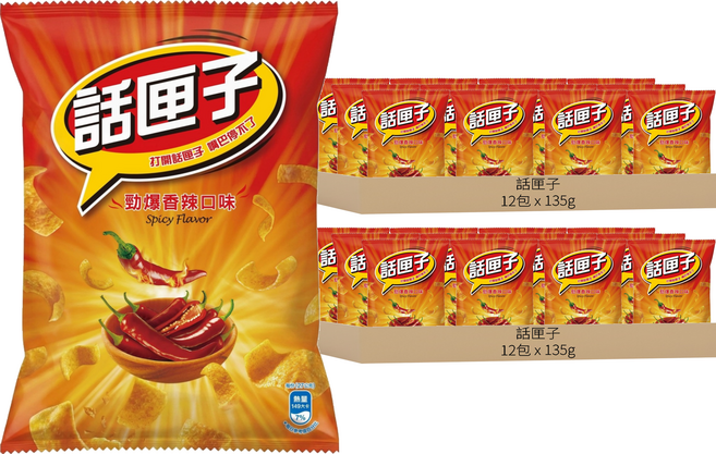 波卡 話匣子 勁爆香辣口味玉米片, 135g, 24個