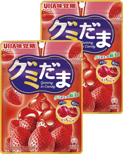 UHA 味覺糖 草莓軟心糖, 55g, 2個