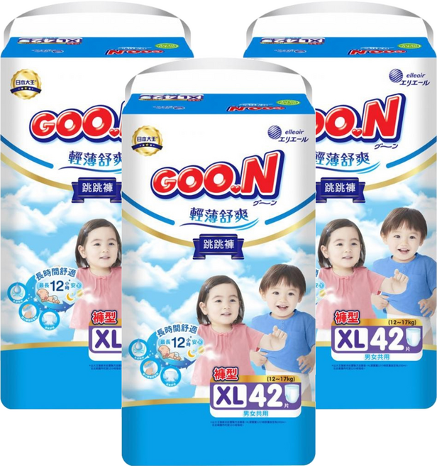 GOO.N 大王 輕薄舒爽 紙尿布 褲型 12~17kg, XL, 126片