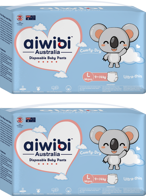 aiwibi 愛薇彼 清新乾爽透氣輕薄 褲型尿布 9~14kg, L, 88片