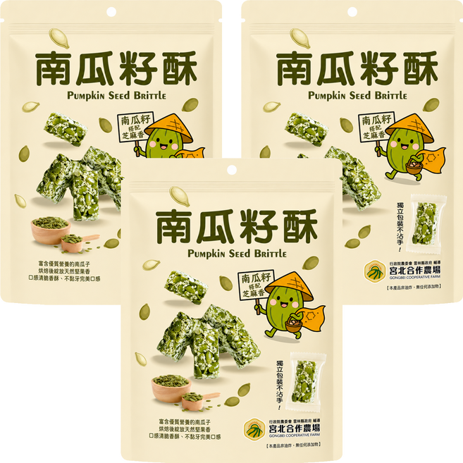 宮北合作農場 南瓜籽酥, 100g, 3個