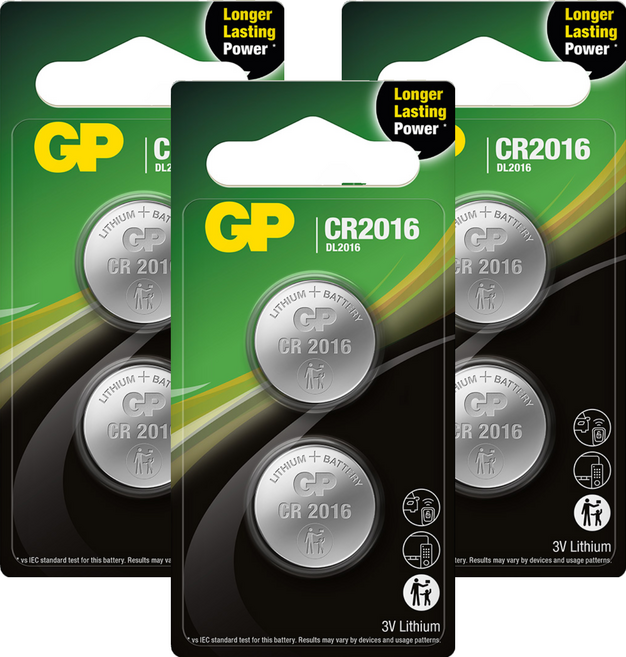 GP Batteries 超霸 鈕型鋰電池 CR2016, 3個, 2個裝