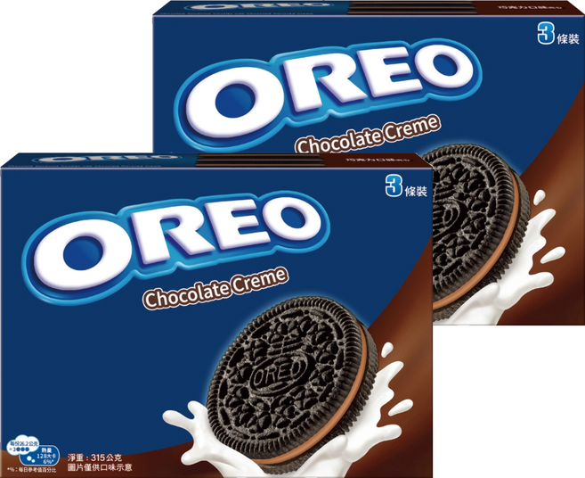 OREO 奧利奧 巧克力口味夾心餅乾 3條裝, 315g, 2盒