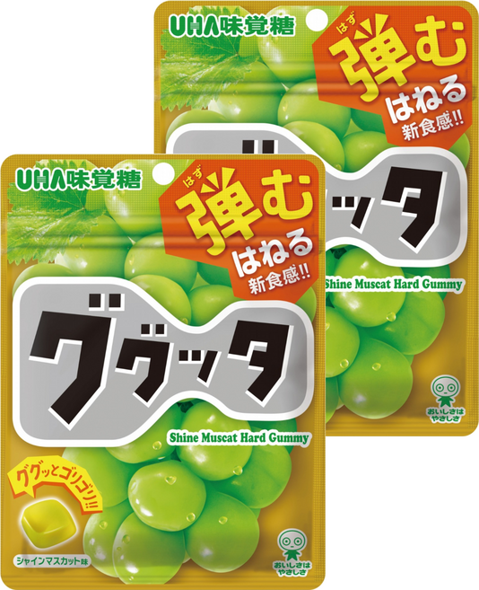 UHA 味覺糖 方形硬軟糖 白葡萄味, 58g, 2個
