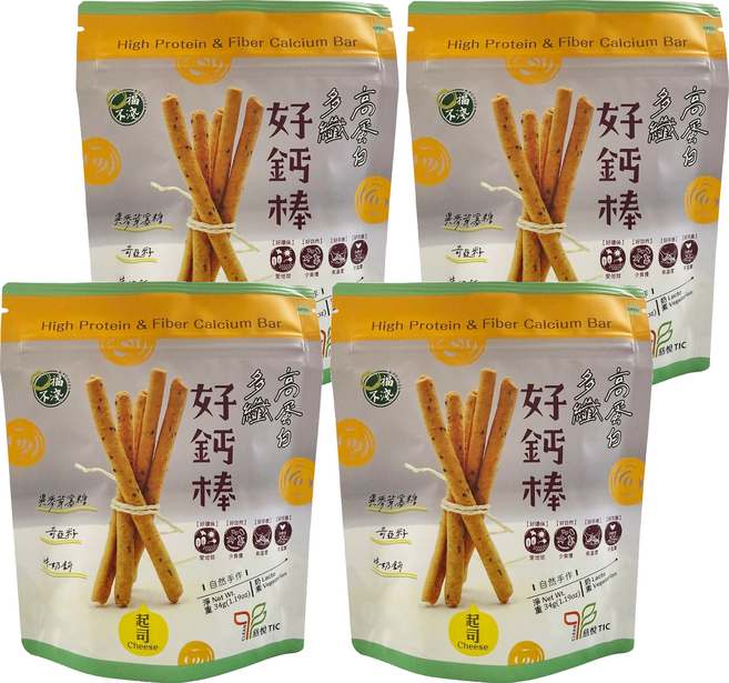 口福不淺 高蛋白多纖好鈣棒 起司, 34g, 4個