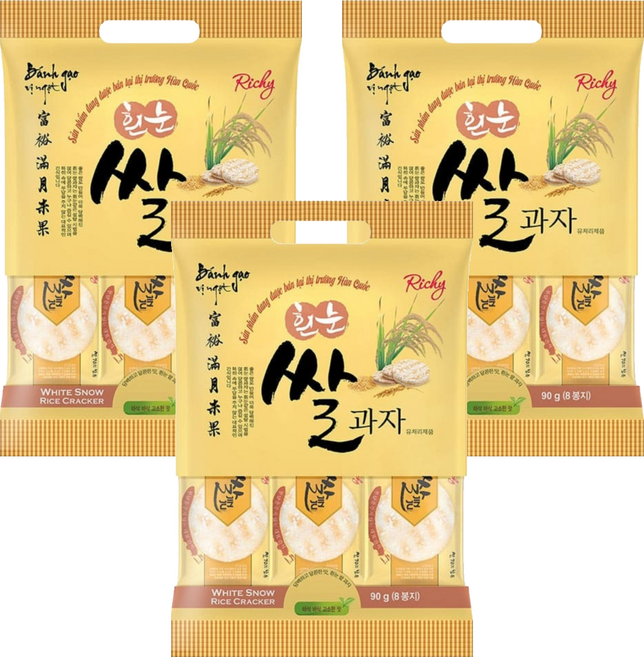 Richy 瑞奇 富裕滿月米餅, 90g, 3袋