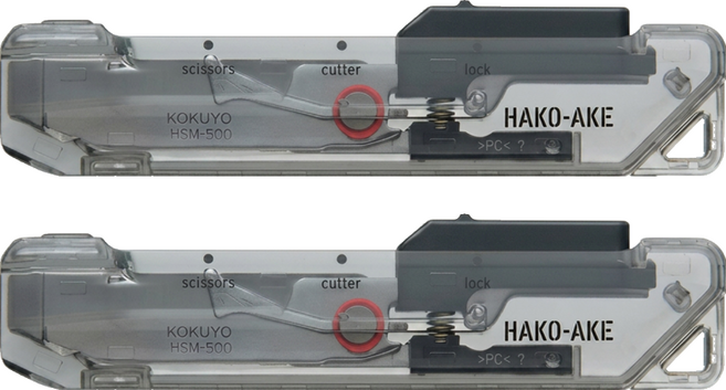 KOKUYO 國譽 Hako-ake 透明款 2Way 攜帶式剪刀 HSM-500TM-D, 黑色, 2個