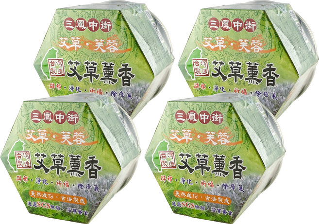 士喜生活館 艾草芙蓉薰香 附鐵盒 30環, 4個, 500g