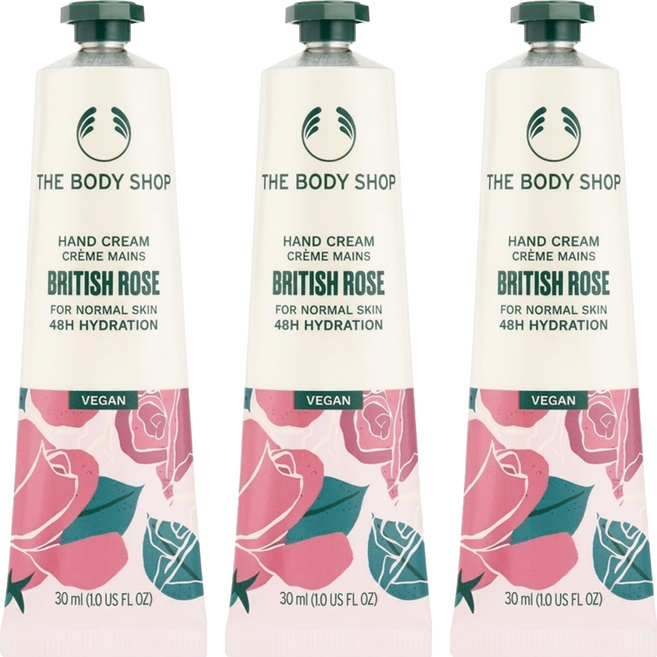 THE BODY SHOP 美體小舖 台灣公司貨 英皇玫瑰嫩膚護手霜, 3個, 30ml