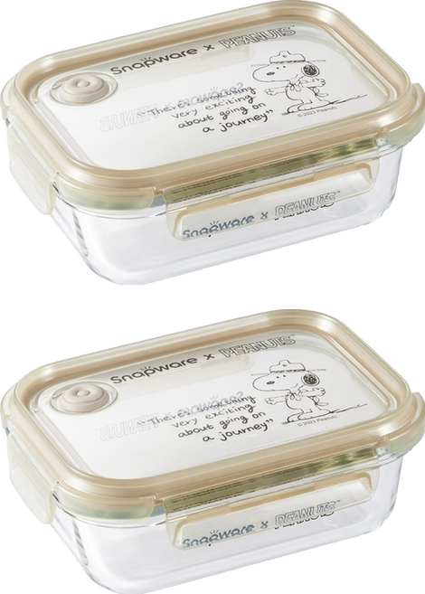 Corelle Brands 康寧餐具 Snapware SNOOPY 復刻黑白 耐熱玻璃保鮮盒 660ml, 單一商品, 2個