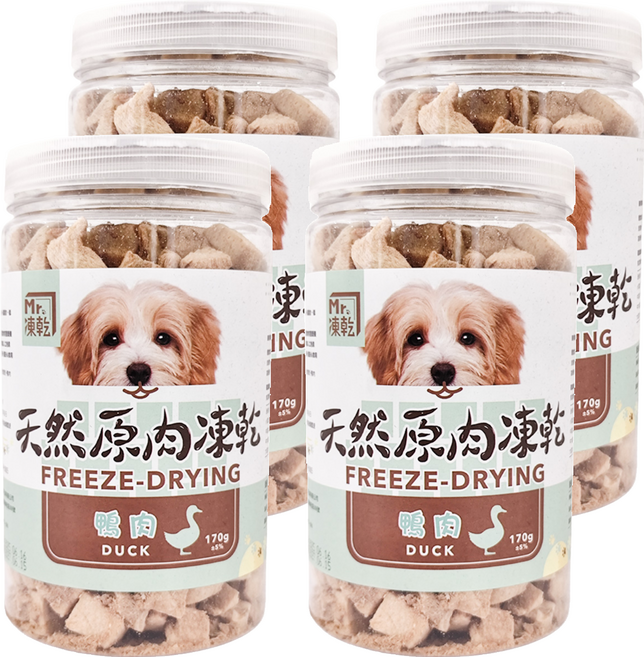 Mr.凍乾 犬用 原肉凍乾, 鴨肉, 170g, 4罐