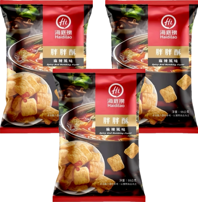 海底撈 胖胖酥 麻辣風味, 3包, 55g
