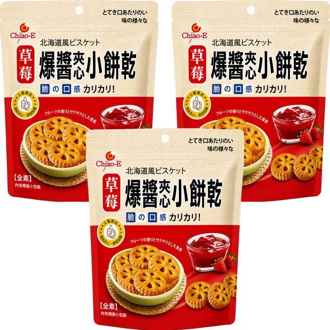 Chiao-E 巧益 爆醬夾心小餅乾 草莓, 90g, 3個