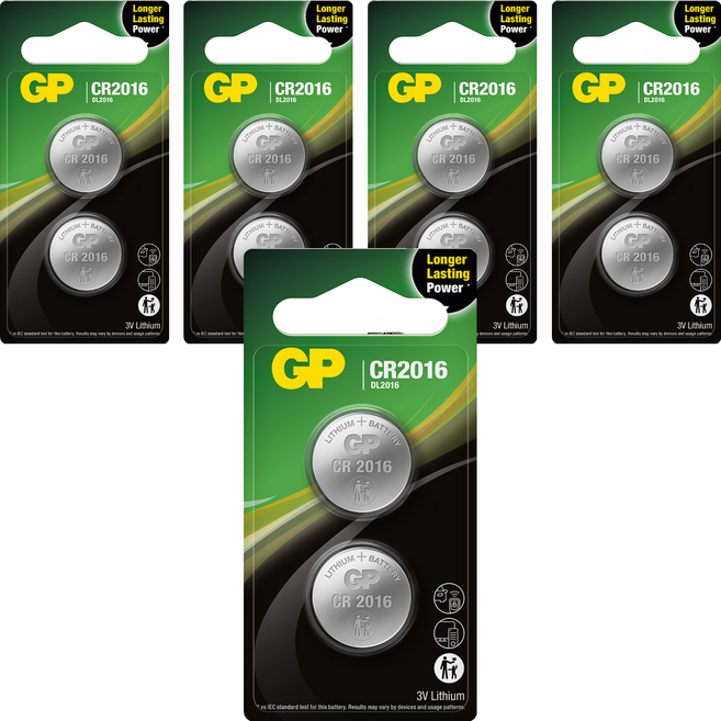 GP Batteries 超霸 鈕型鋰電池 CR2016, 5個, 2個裝
