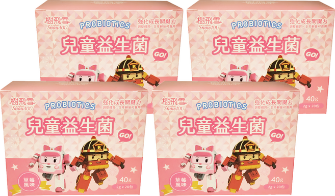 SnowIOU 樹飛雪 POLI兒童益生菌 草莓風味 2g, 20包, 4盒