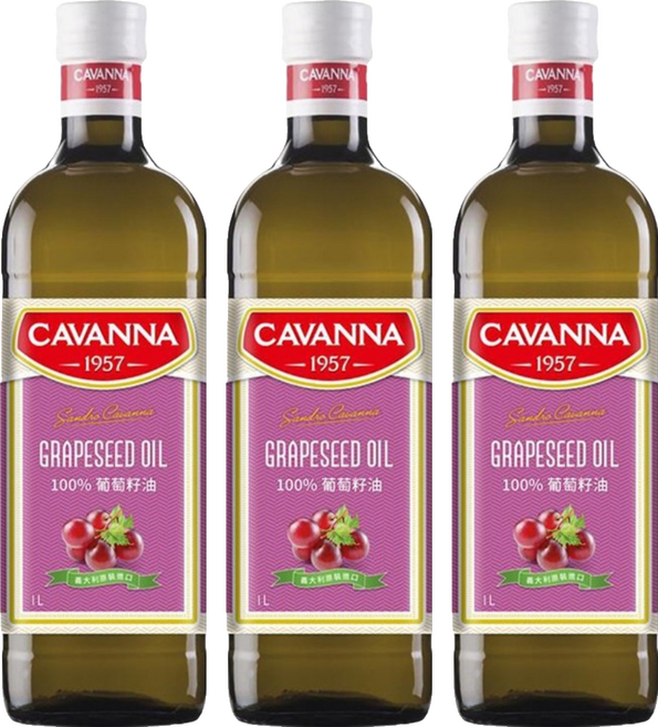 CAVANNA 康萬納 葡萄籽油, 3個, 1L