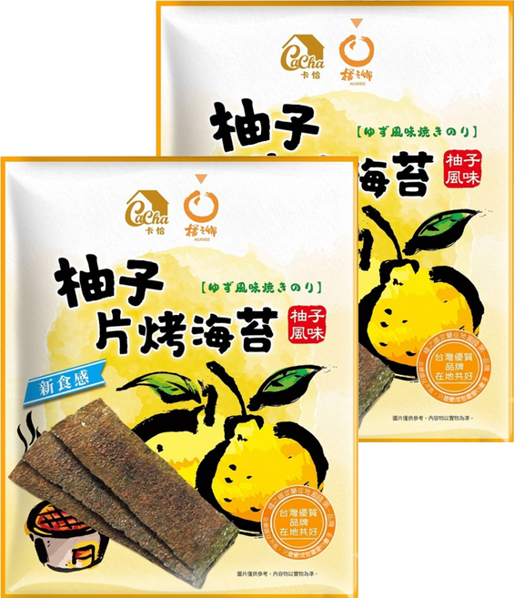 CACHA 卡恰 片烤海苔 柚子風味 全素, 32g, 2個