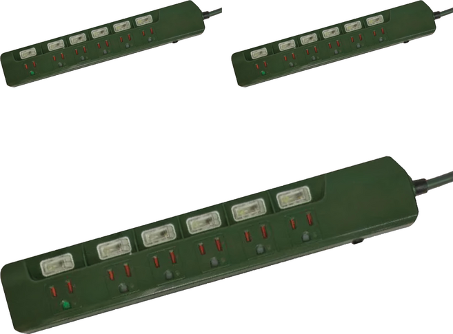 D-POWER 六孔延長線, 1.8m, 綠色, 3個