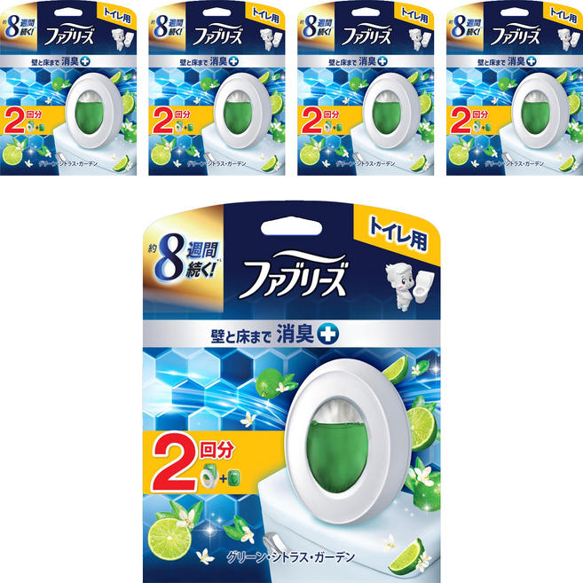 febreze 風倍清 日本原裝進口 廁所消臭芳香劑 6.3ml + 補充包 6.3ml, 5套, 12.6ml, 綠柑橘花園