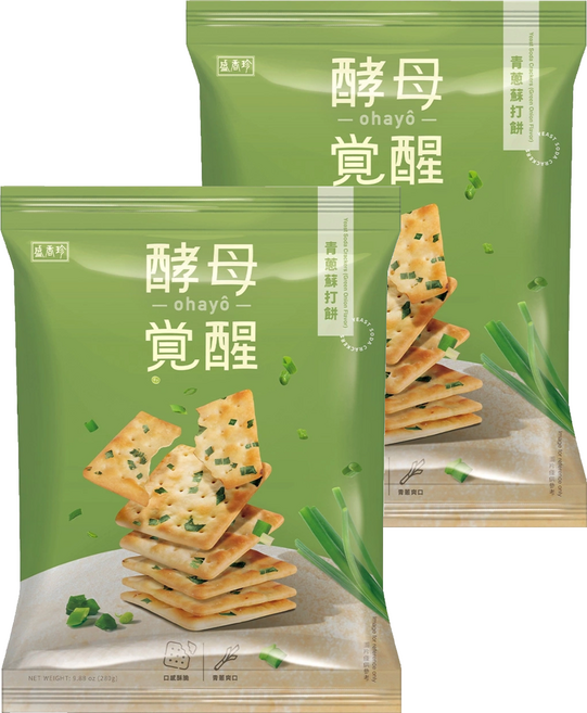 盛香珍 酵母覺醒青蔥蘇打餅, 280g, 2個