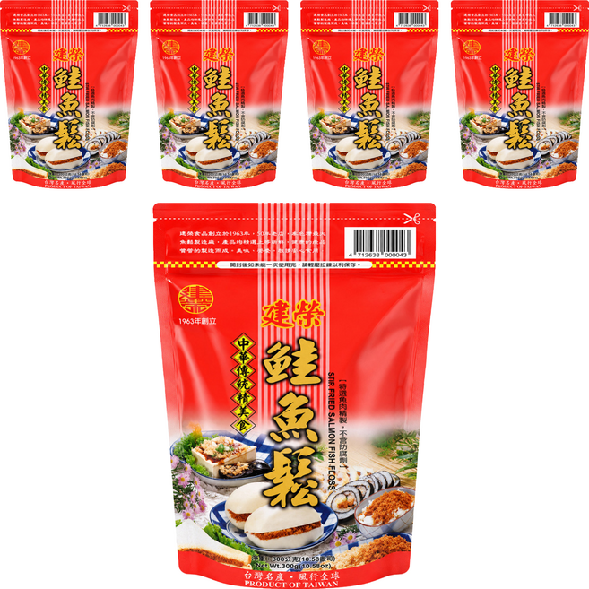 建榮 鮭魚鬆, 300g, 5個